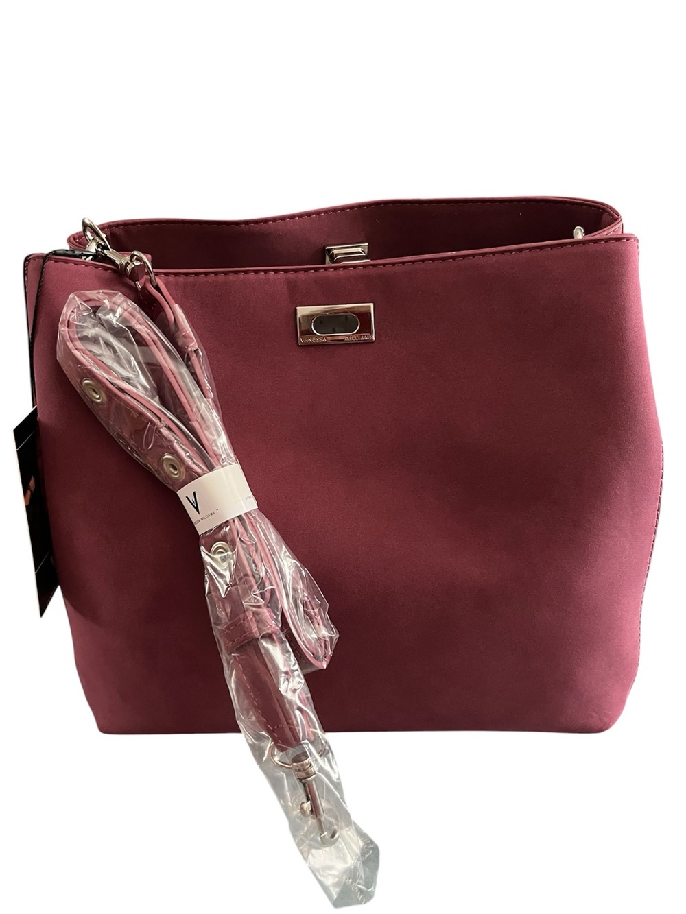 NWT Vanessa Williams Posh Hobo Bag Merlot Suede Crossbody Shoulder Purse
